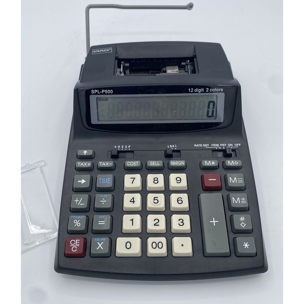 Staples SPL-P500 12 Digit 2 Color Printing Calculator Desktop Portable Black